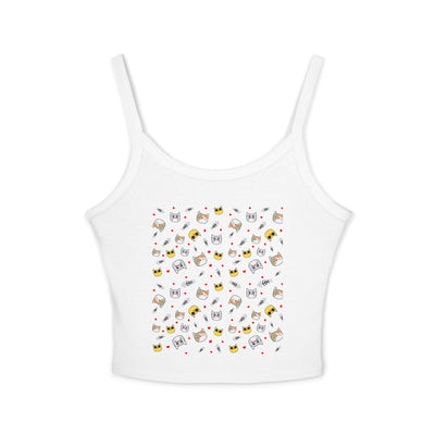 Cute Cat-Themed Women's Spaghetti Strap Tank Top - Fun and Playful Summer Wear
