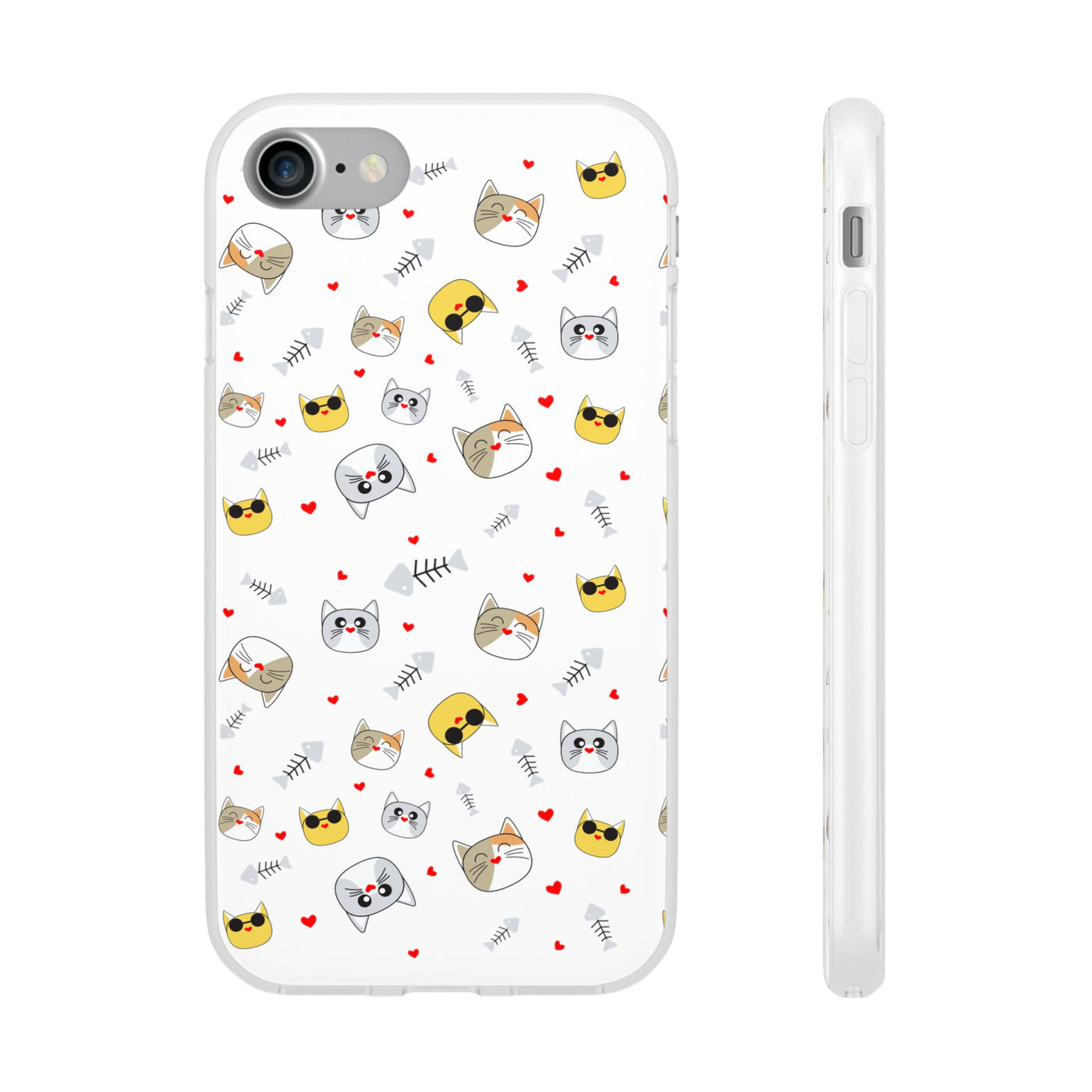 Cute Cat Flexi Phone Case - Adorable Kittens with Hearts and Sunglasses
