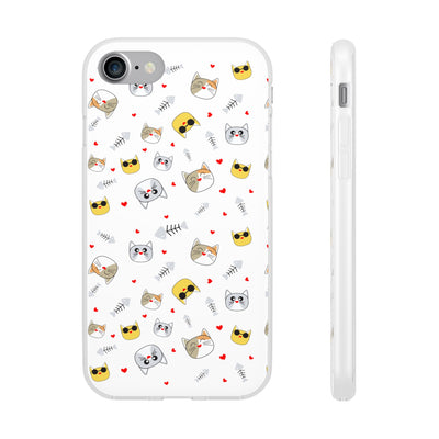 Cute Cat Flexi Phone Case - Adorable Kittens with Hearts and Sunglasses