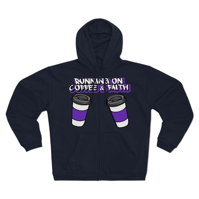 Running on Coffee & Faith Unisex Hooded Zip Sweatshirt
