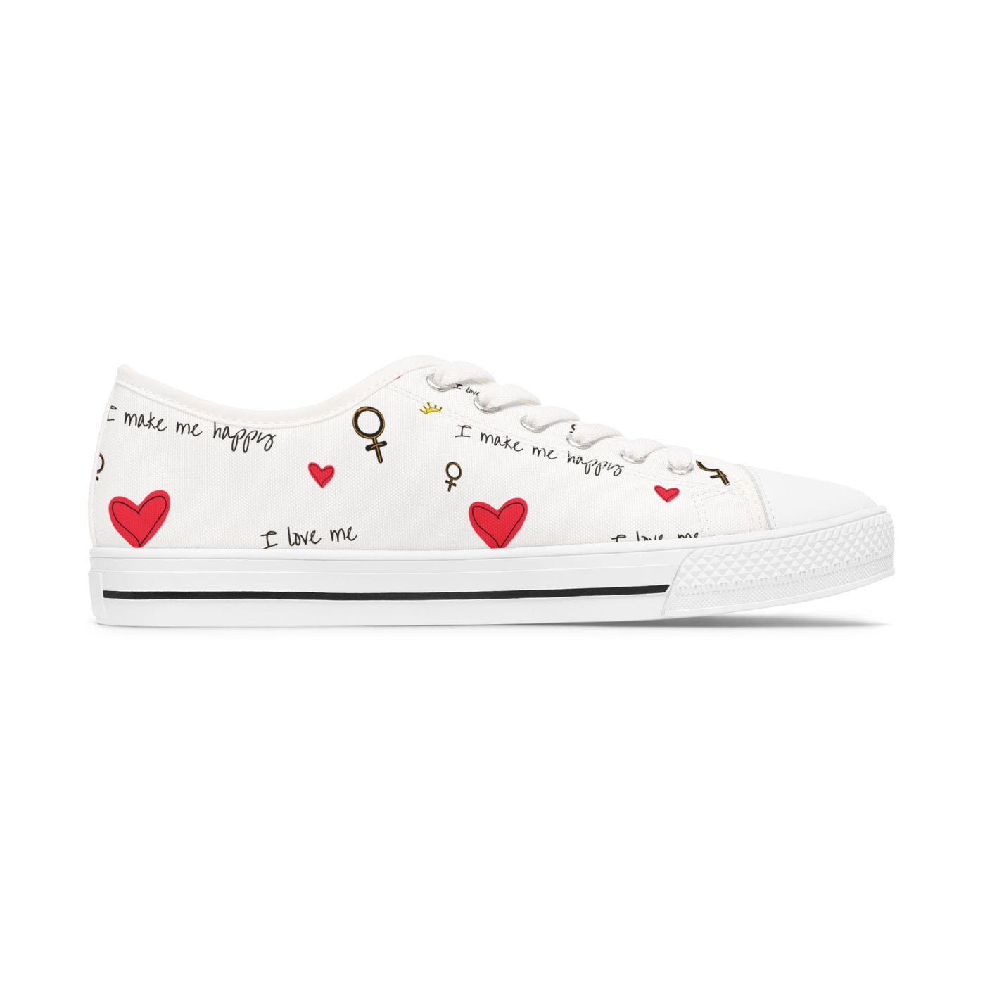 Empowering Women's Low Top Sneakers - 'I Love Me' Design