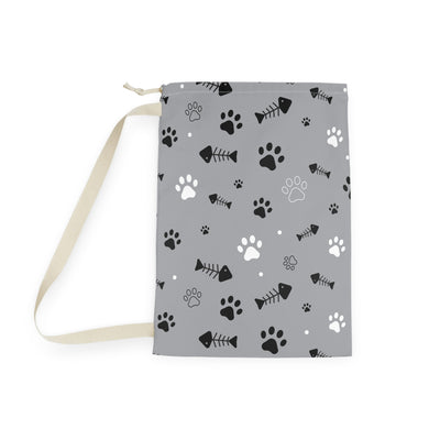 Pet-Themed Laundry Bag: Paws & Fish Design, Cute Laundry Bag, Dog Lover Gift, Cat Owner Accessory, Cozy Home Organizer