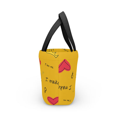 Happy Vibes Lunch Bag - Fun Yellow Tote for Daily Meals