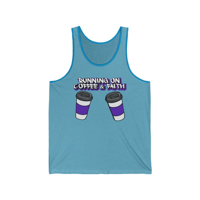 Running on Coffee & Faith Unisex Jersey Tank, Perfect for Coffee Lovers, Faith Enthusiasts, Casual Wear, Gifts for Church Events, [...]