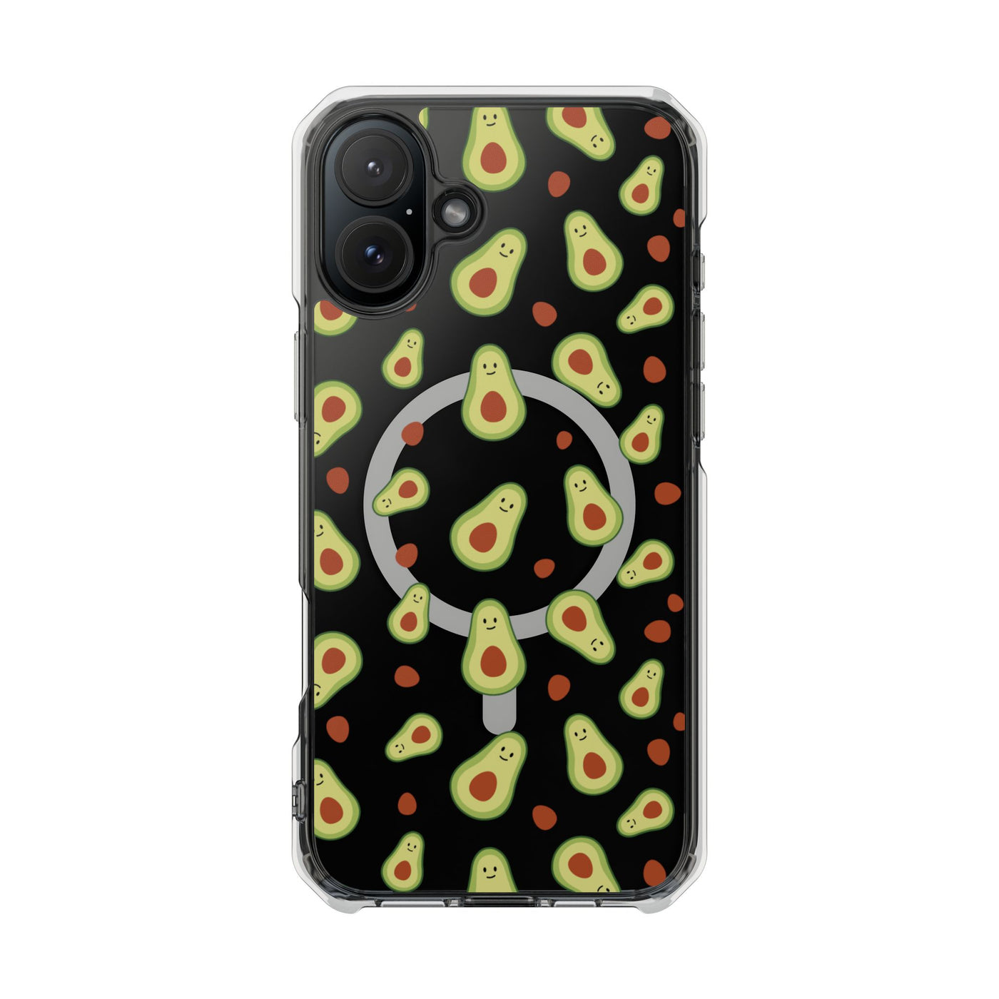 Playful Avocado Magnetic Clear Phone Case - Fun & Quirky Design