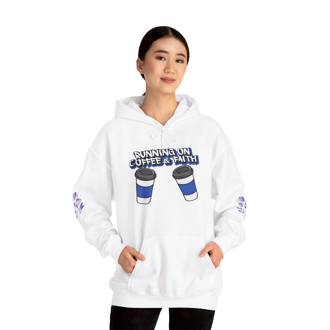 Running on Coffee & Faith Hoodie - Unisex Heavy Blend Sweatshirt for Cozy Vibes