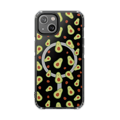Playful Avocado Magnetic Clear Phone Case - Fun & Quirky Design