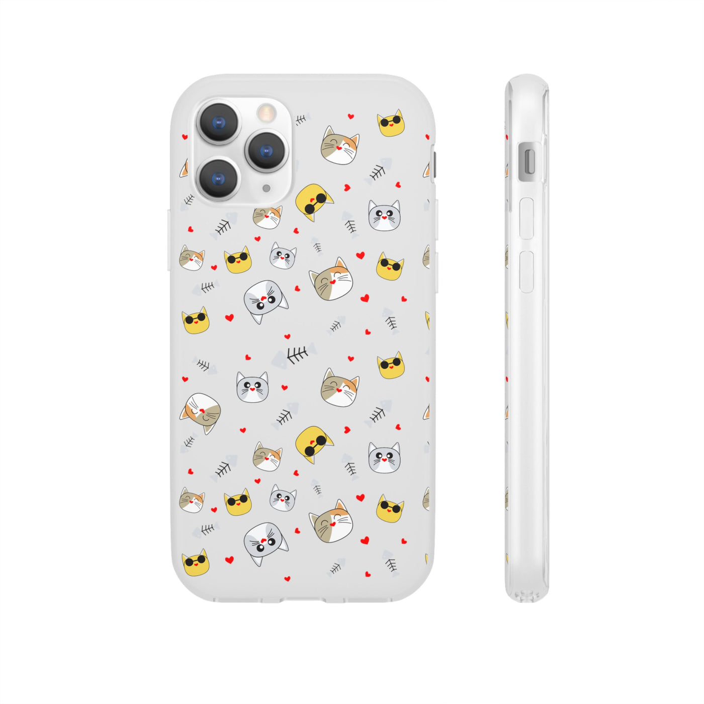 Cute Cat Flexi Phone Case - Adorable Kittens with Hearts and Sunglasses