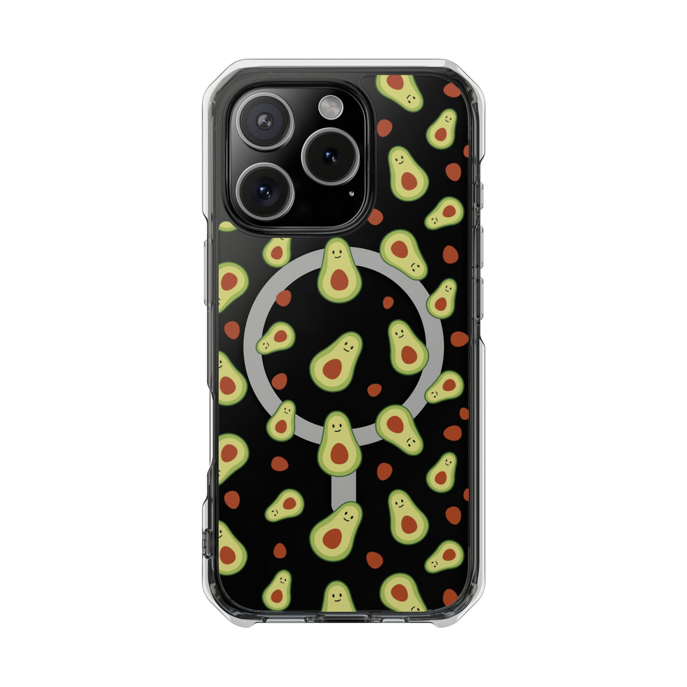 Playful Avocado Magnetic Clear Phone Case - Fun & Quirky Design