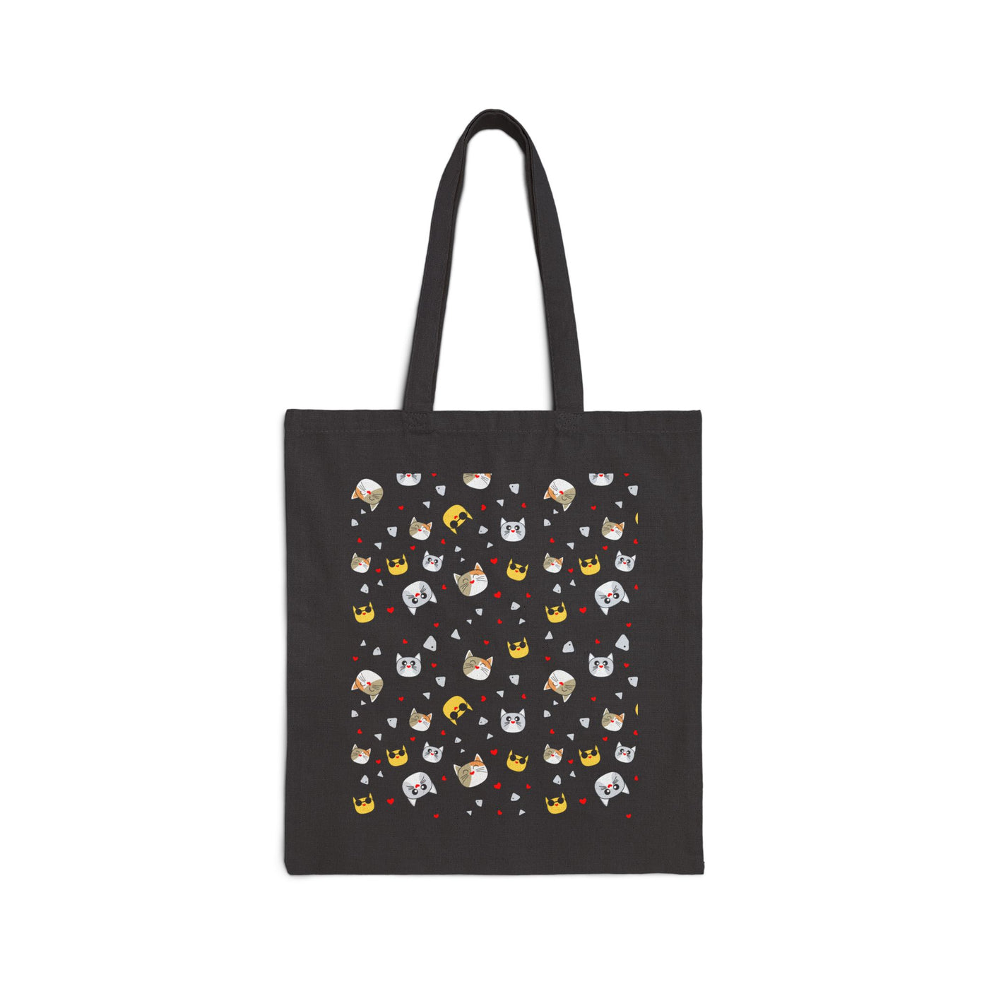 Cute Cat Pattern Cotton Canvas Tote Bag - Eco-Friendly, Reusable Shopping Bag for Cat Lovers