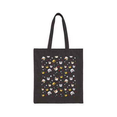 Cute Cat Pattern Cotton Canvas Tote Bag - Eco-Friendly, Reusable Shopping Bag for Cat Lovers