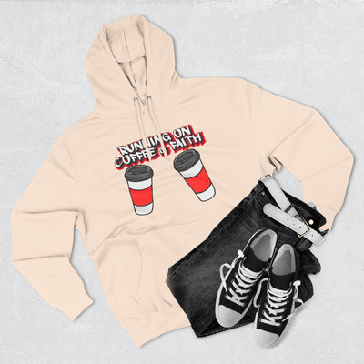 Running on Coffee & Faith Fleece Hoodie - Cozy Pullover for Coffee Lovers