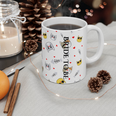 Bride To Be Cat Themed Ceramic Coffee Mug - Fun Wedding Gifts for Cat Lovers