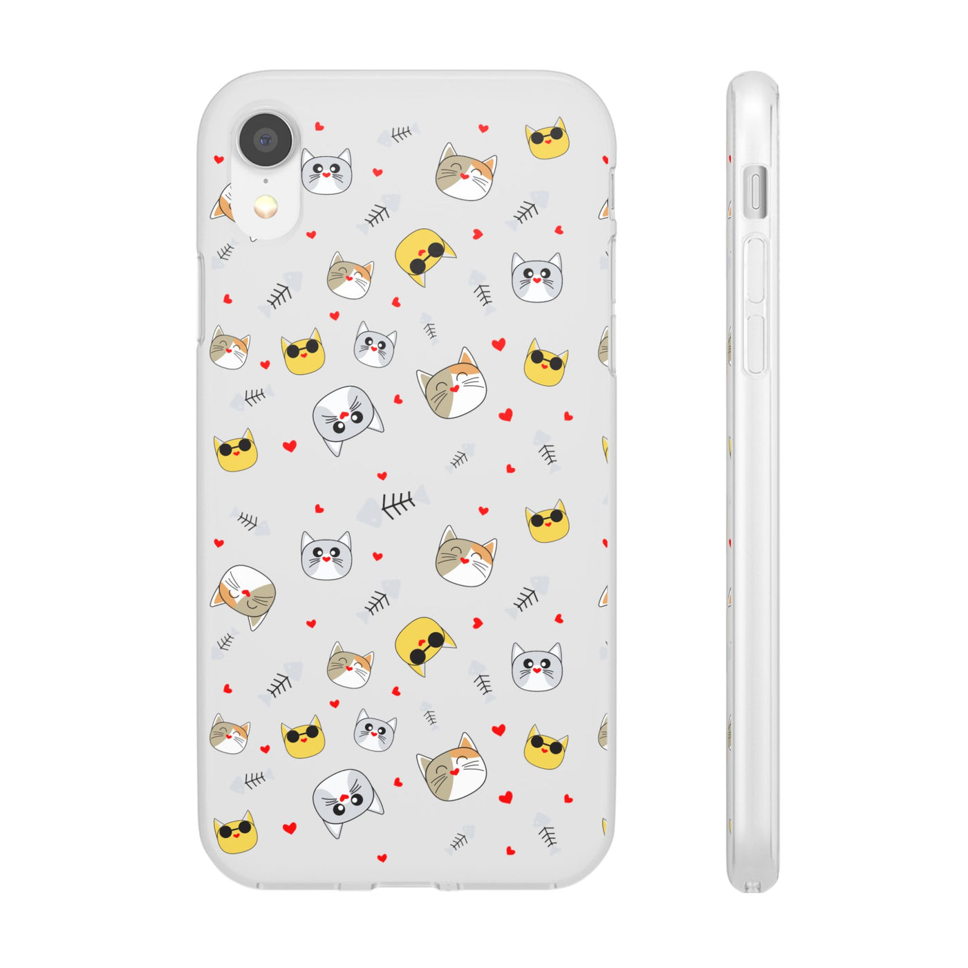 Cute Cat Flexi Phone Case - Adorable Kittens with Hearts and Sunglasses