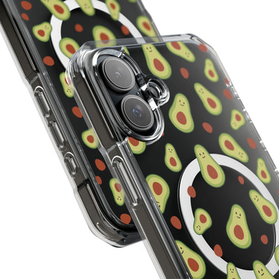 Playful Avocado Magnetic Clear Phone Case - Fun & Quirky Design