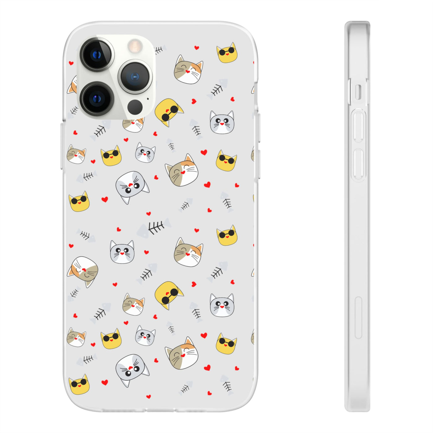 Cute Cat Flexi Phone Case - Adorable Kittens with Hearts and Sunglasses