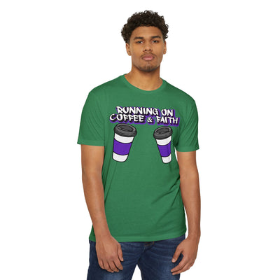 Running on Coffee & Faith Unisex T-Shirt - Casual Tee for Coffee Lovers
