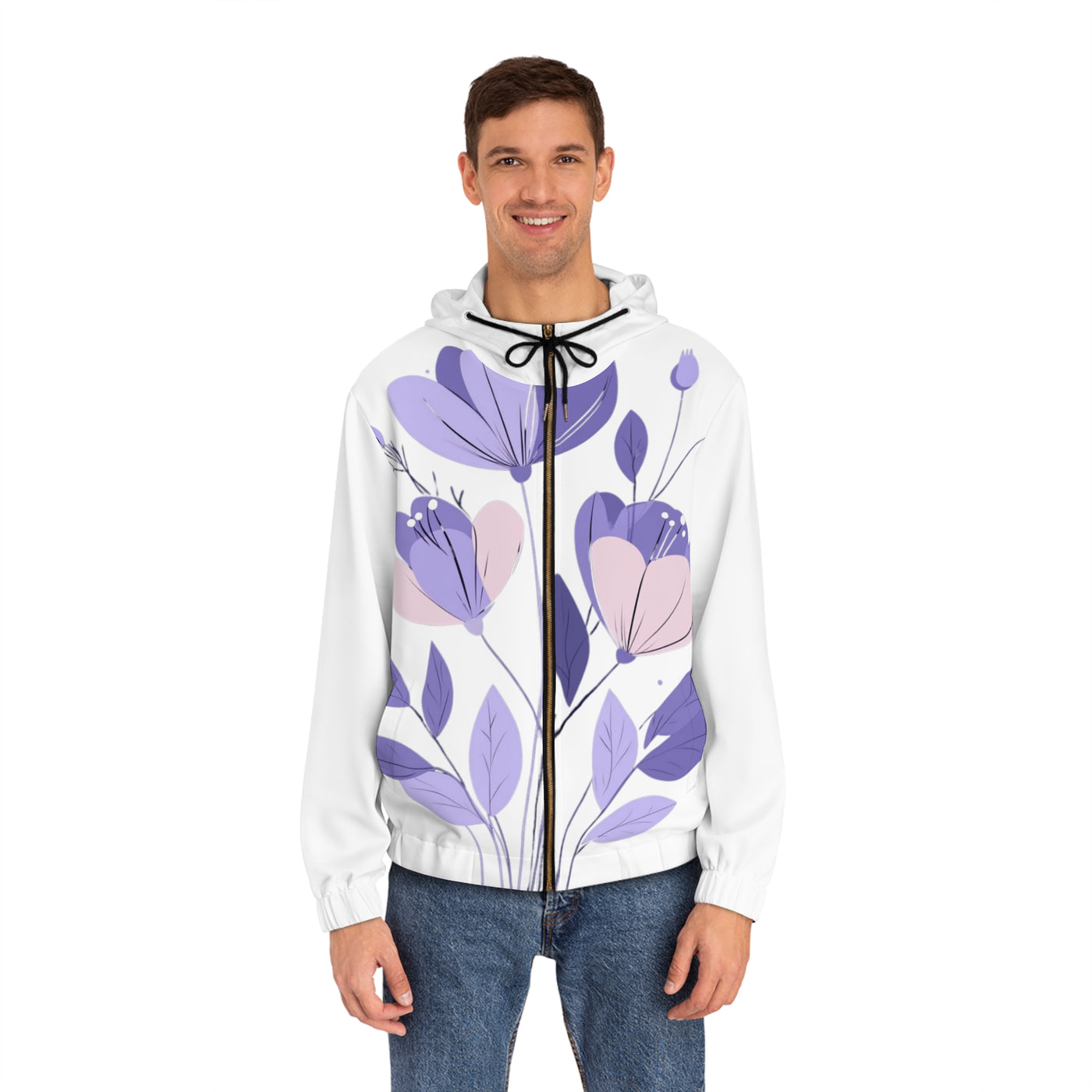Floral Men's Full-Zip Hoodie - Stylish Comfort for All Occasions