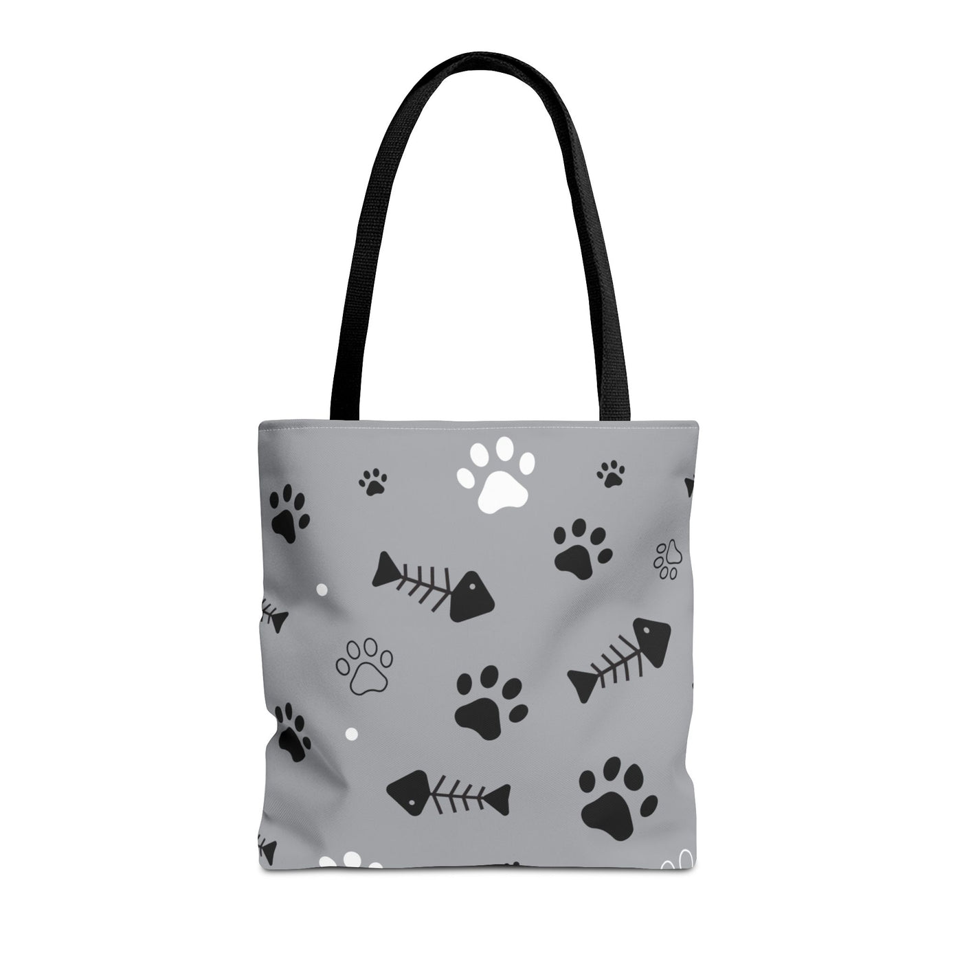 Cute Pet-Themed Tote Bag with Paws and Fish Design