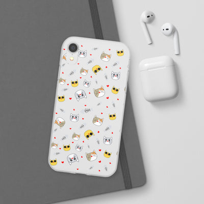 Cute Cat Flexi Phone Case - Adorable Kittens with Hearts and Sunglasses