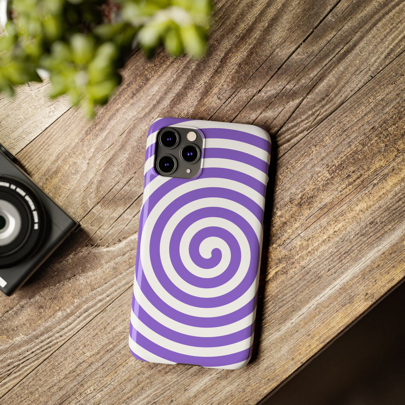 Trendy Purple Spiral Slim Phone Case - Stylish Protection for Your Device