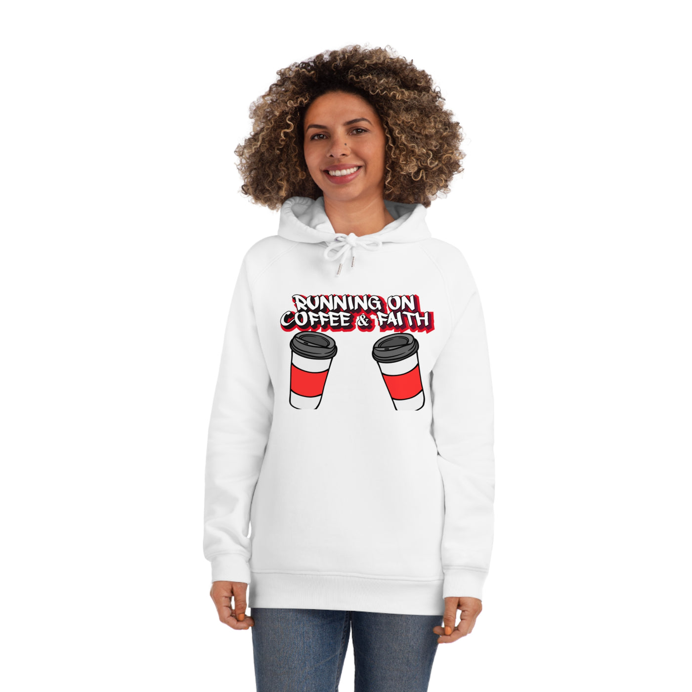 Running on Coffee & Faith Unisex Hoodie | Cozy Motivational Sweatshirt for Coffee Lovers, Perfect Gift for Birthdays, Holidays, Workwear