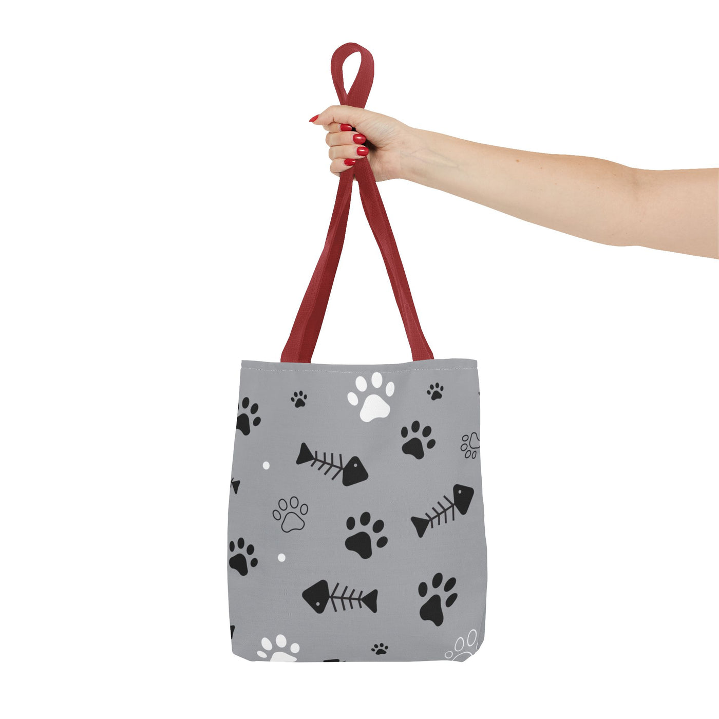 Cute Pet-Themed Tote Bag with Paws and Fish Design