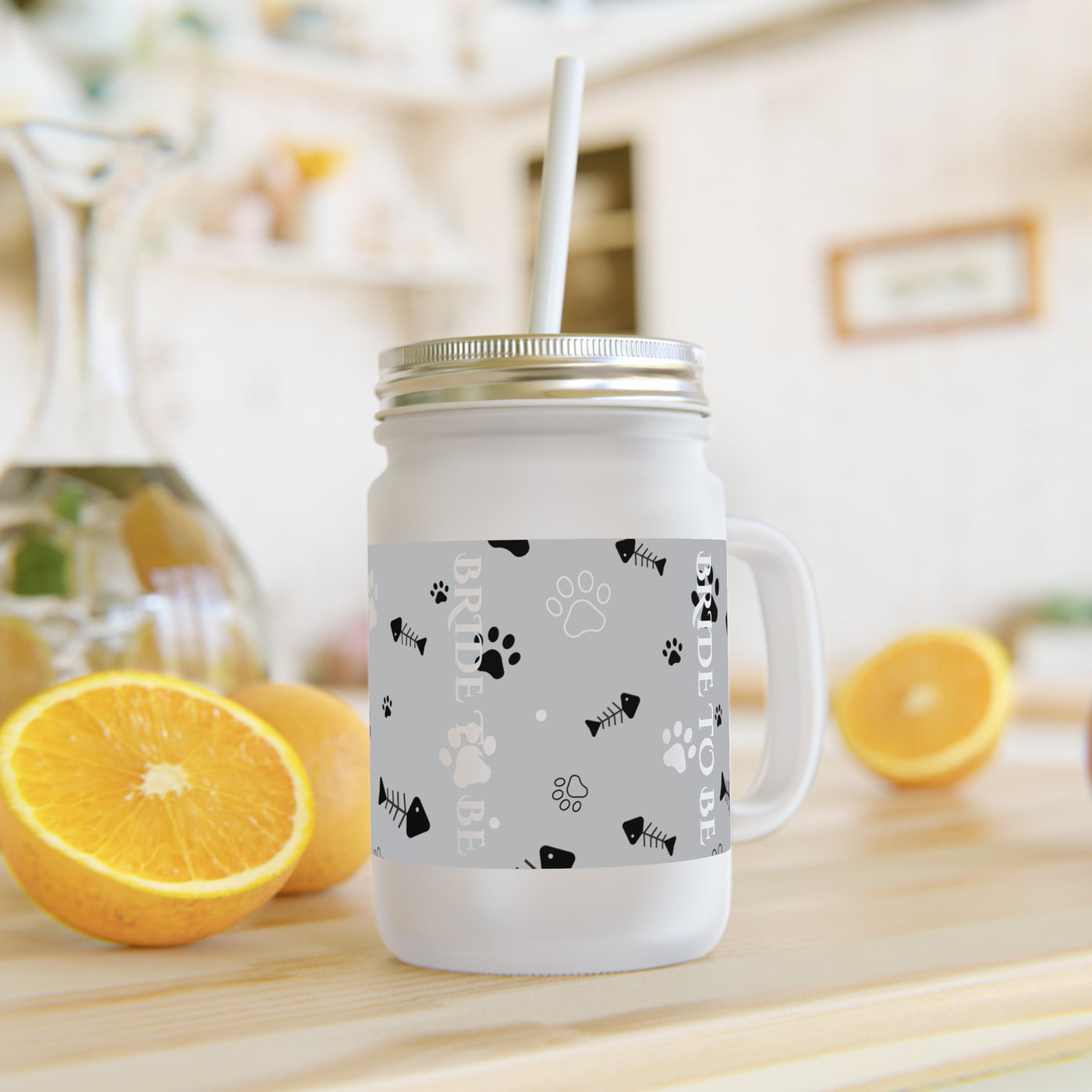 Pet-Themed Mason Jar with Straw - Perfect for Dog Lovers & Bridal Parties