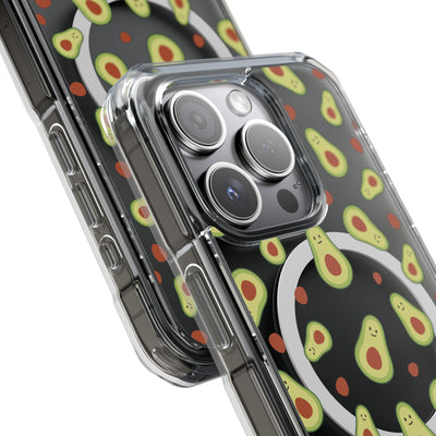 Playful Avocado Magnetic Clear Phone Case - Fun & Quirky Design