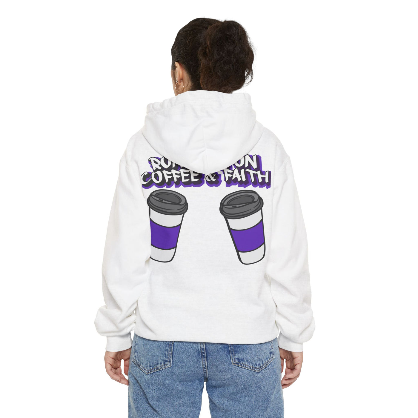 Running on Coffee & Faith Hoodie - Unisex Garment-Dyed Sweatshirt