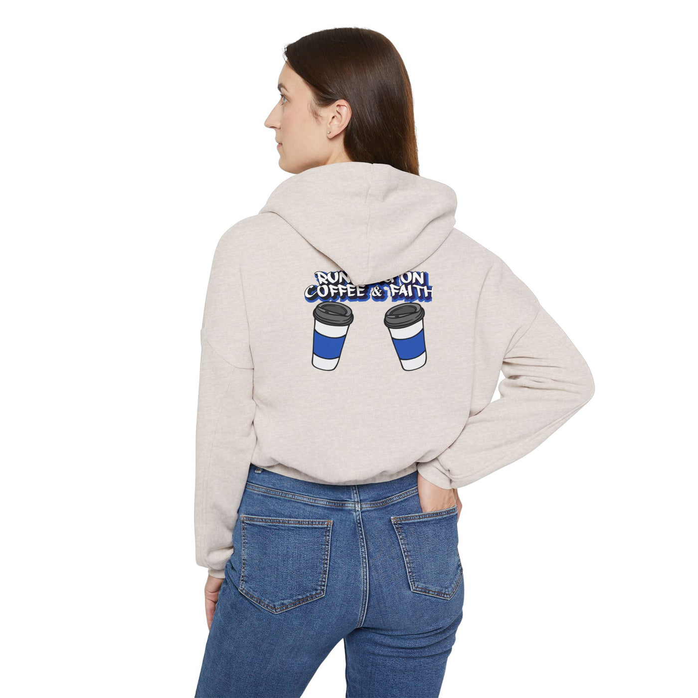 Running on Coffee & Faith Women's Hoodie - Cozy Cinched Bottom Sweatshirt