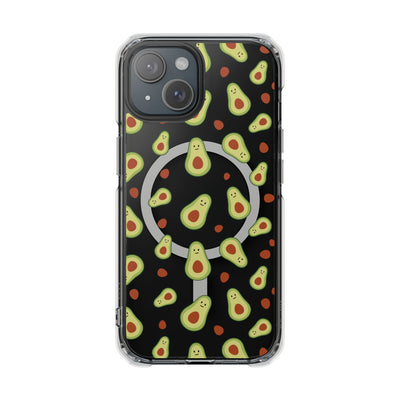 Playful Avocado Magnetic Clear Phone Case - Fun & Quirky Design