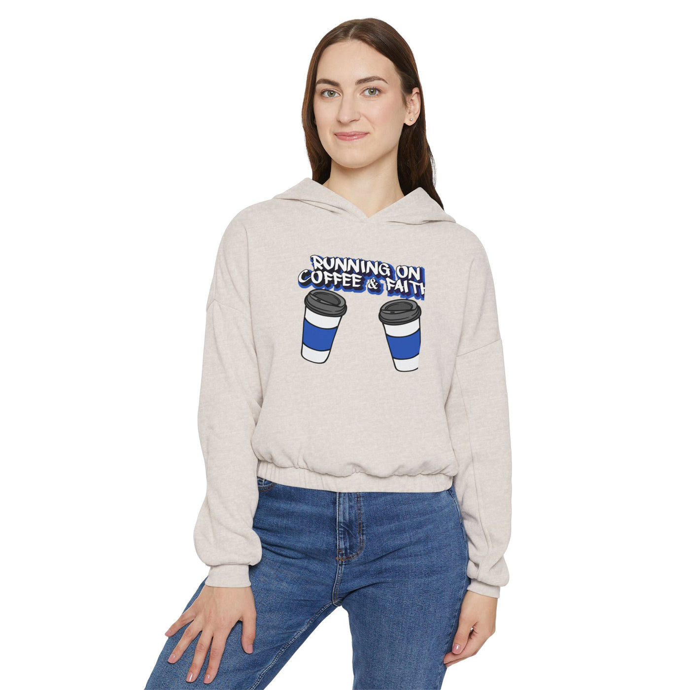 Running on Coffee & Faith Women's Hoodie - Cozy Cinched Bottom Sweatshirt