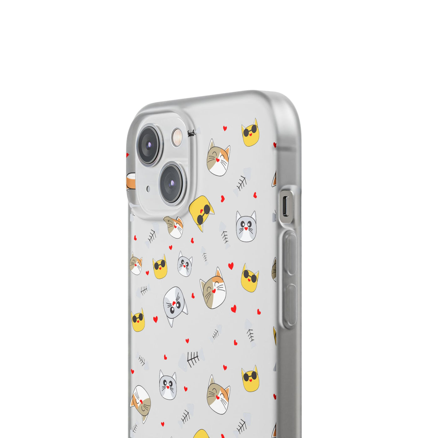 Cute Cat Flexi Phone Case - Adorable Kittens with Hearts and Sunglasses