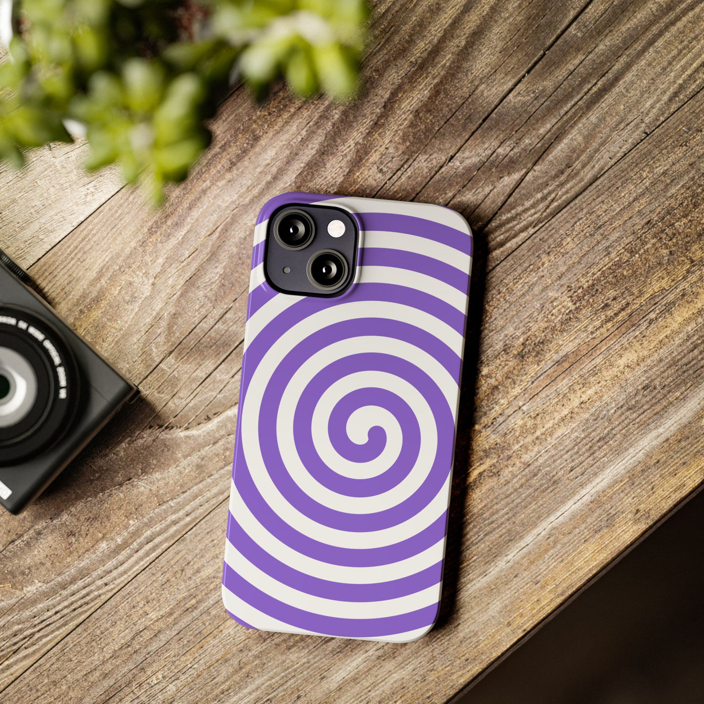 Trendy Purple Spiral Slim Phone Case - Stylish Protection for Your Device