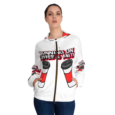 Running on Coffee & Faith Women's Full-Zip Hoodie