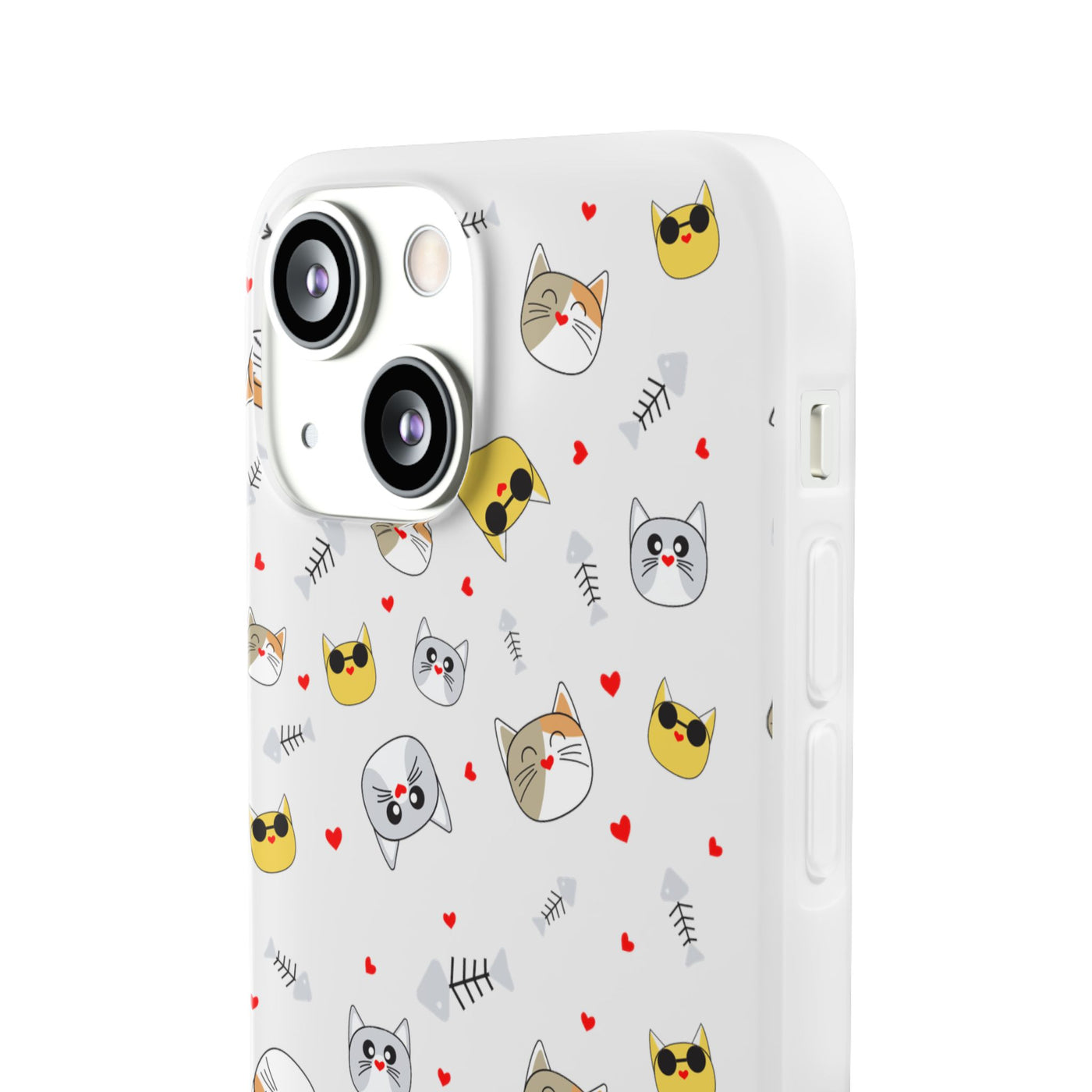Cute Cat Flexi Phone Case - Adorable Kittens with Hearts and Sunglasses