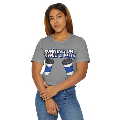 Running on Coffee & Faith Unisex T-Shirt - Perfect for Coffee Lovers and Faithful Souls