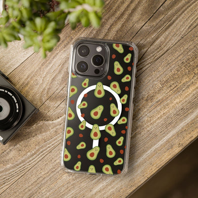Playful Avocado Magnetic Clear Phone Case - Fun & Quirky Design