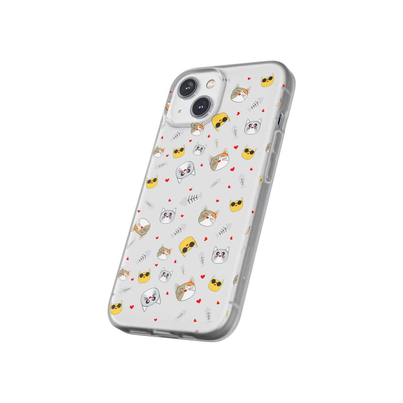 Cute Cat Flexi Phone Case - Adorable Kittens with Hearts and Sunglasses