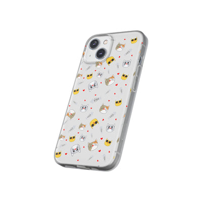Cute Cat Flexi Phone Case - Adorable Kittens with Hearts and Sunglasses