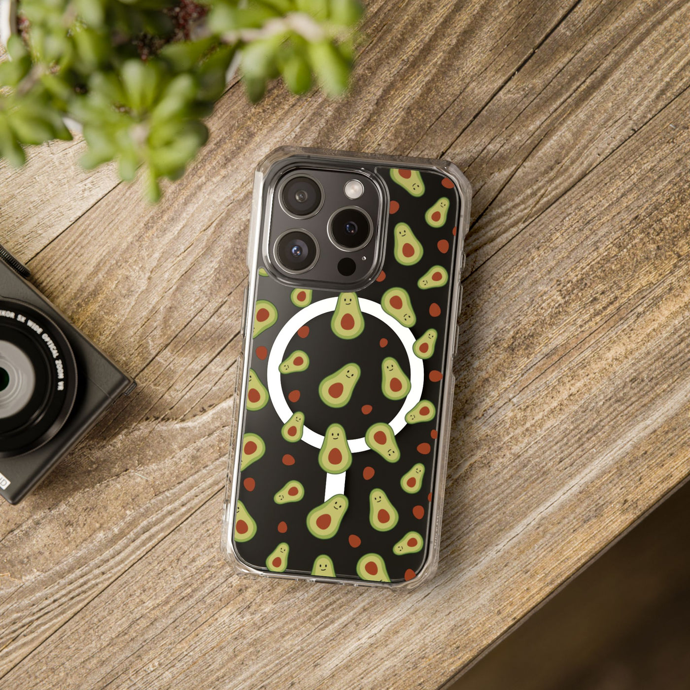Playful Avocado Magnetic Clear Phone Case - Fun & Quirky Design