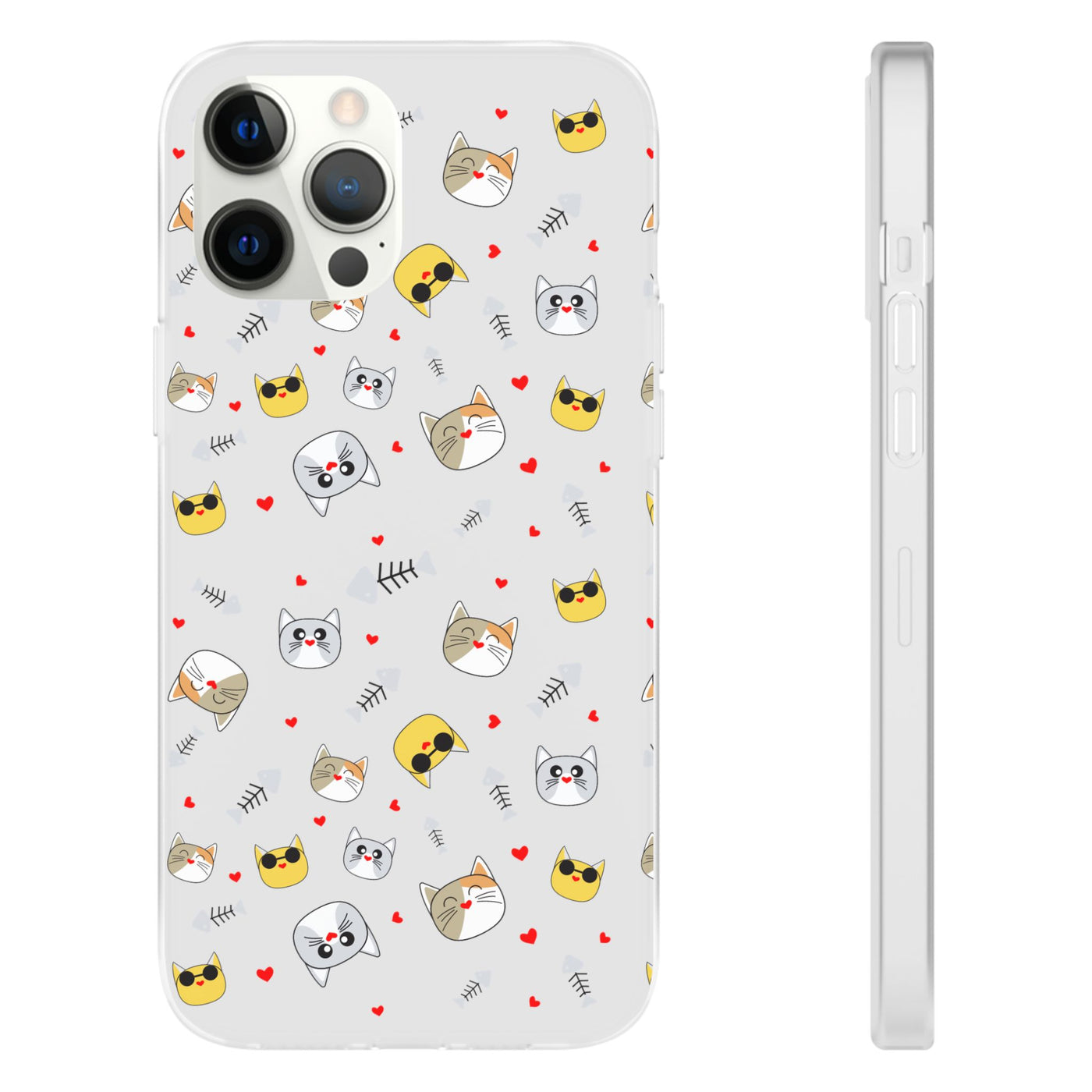 Cute Cat Flexi Phone Case - Adorable Kittens with Hearts and Sunglasses