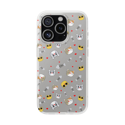 Cute Cat Flexi Phone Case - Adorable Kittens with Hearts and Sunglasses