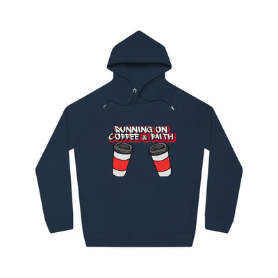 Running on Coffee & Faith Unisex Hoodie | Cozy Motivational Sweatshirt for Coffee Lovers, Perfect Gift for Birthdays, Holidays, Workwear