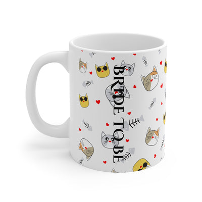 Bride To Be Cat Themed Ceramic Coffee Mug - Fun Wedding Gifts for Cat Lovers