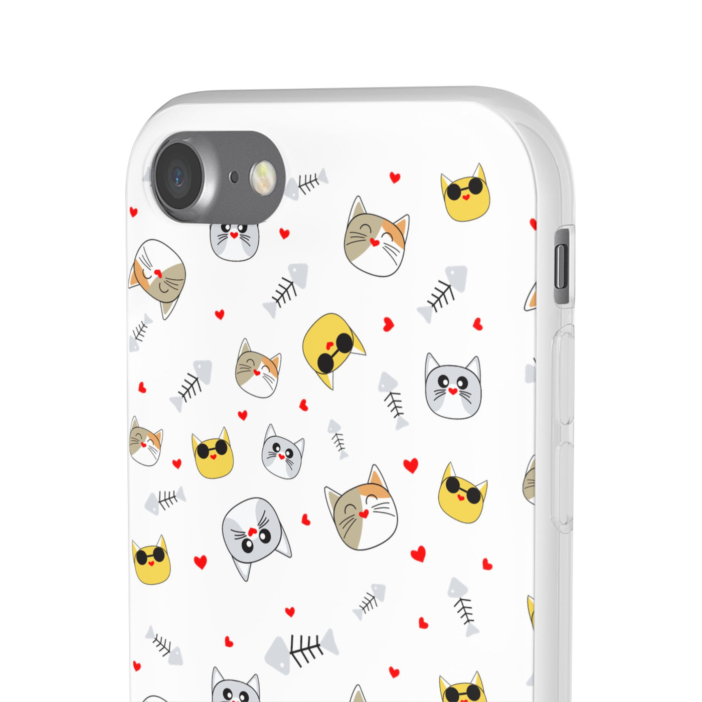 Cute Cat Flexi Phone Case - Adorable Kittens with Hearts and Sunglasses