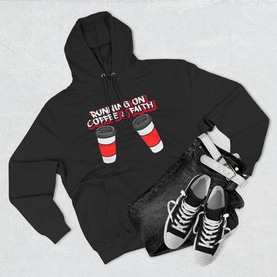 Running on Coffee & Faith Fleece Hoodie - Cozy Pullover for Coffee Lovers