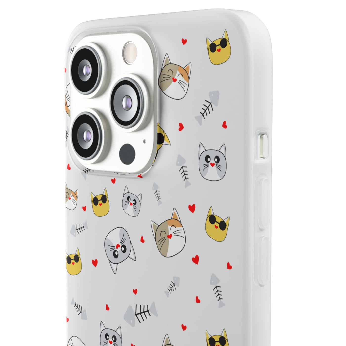 Cute Cat Flexi Phone Case - Adorable Kittens with Hearts and Sunglasses