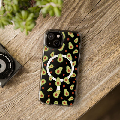 Playful Avocado Magnetic Clear Phone Case - Fun & Quirky Design